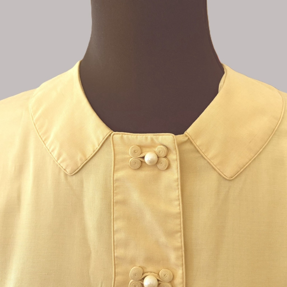 Dynasty for Ambrosine Yellow Silk Pencil Dress Vintage 12 - Picture 7 of 11